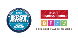AAE was named to both Business North Carolina’s 2022 Best Employer list and Triangle Business Journal’s 2022 Best Places to Work list, both of which celebrate companies with exceptional employee satisfaction, company culture, training, benefits, and more.