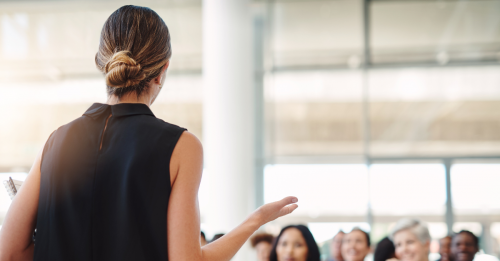 Speaker in front of an audience