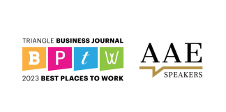 AAE Speakers Bureau is honored to announce that the company has been named to the Triangle Business Journal’s Best Places to Work in 2023 list.