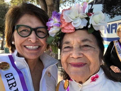 Sylvia Acevedo and Dolores Huerta smiling together for a picture