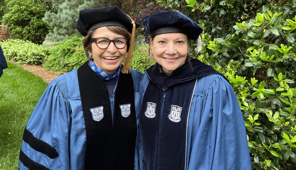 Sylvia Acevedo in her doctoral gown at Duke University to receive her honorary doctorate